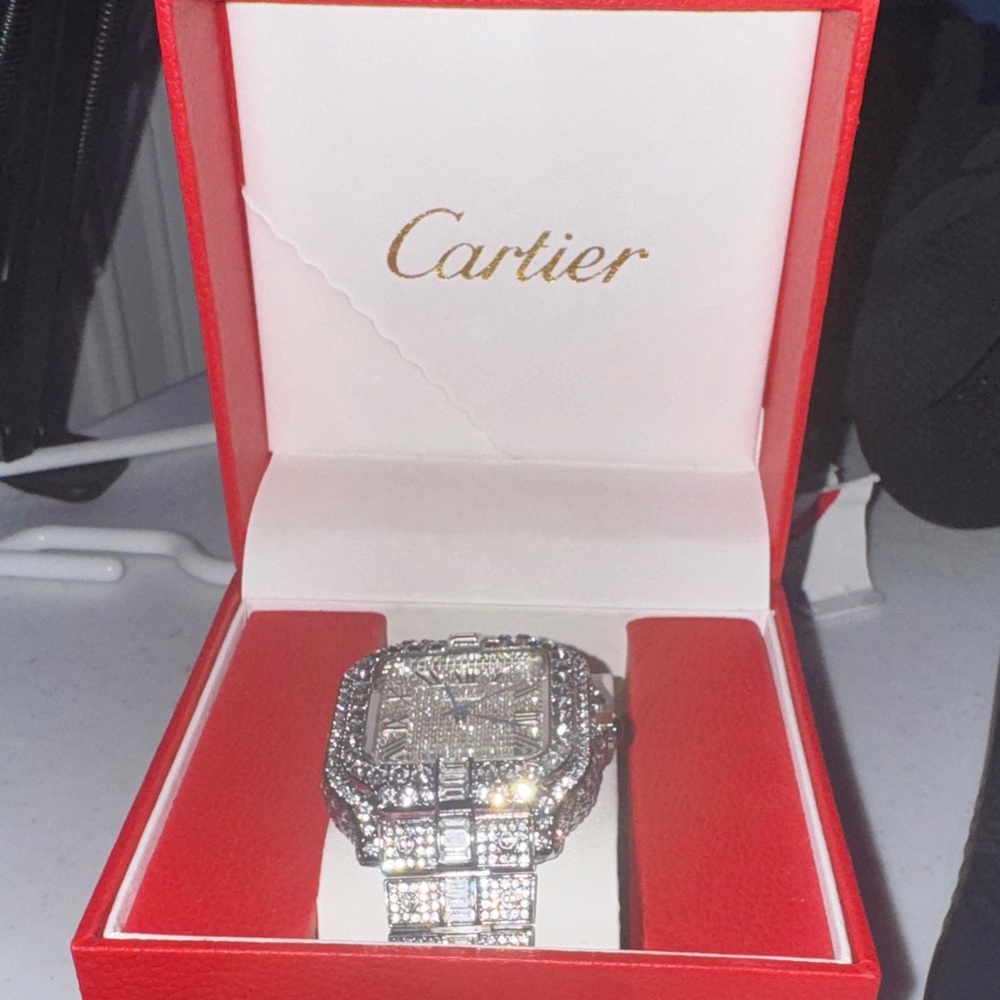 Cartier Diamond-Embellished Silver Watch - Picture 3 of 4